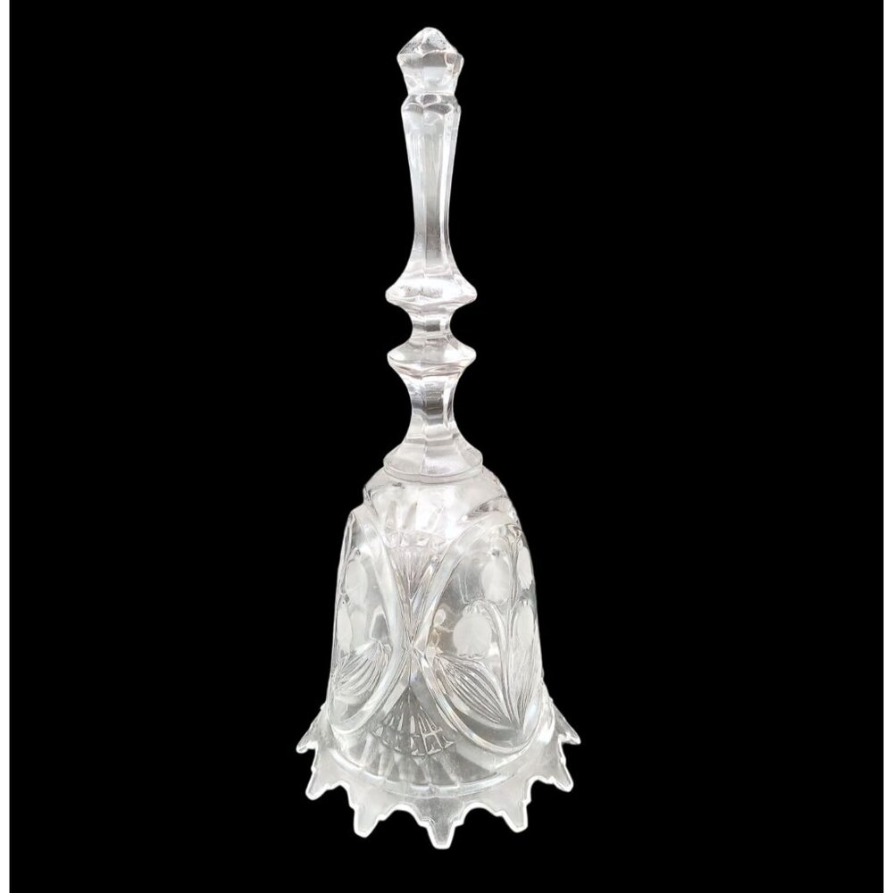 Bell Lead Crystal Vintage 1970s Flowers Lily of the Valley 8.25" Etched Artisan
